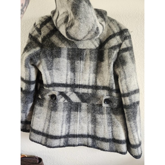 Michael by Michael Kors Paid Wool Blend Hooded Toggle Closure Coat 14 - Picture 3 of 9